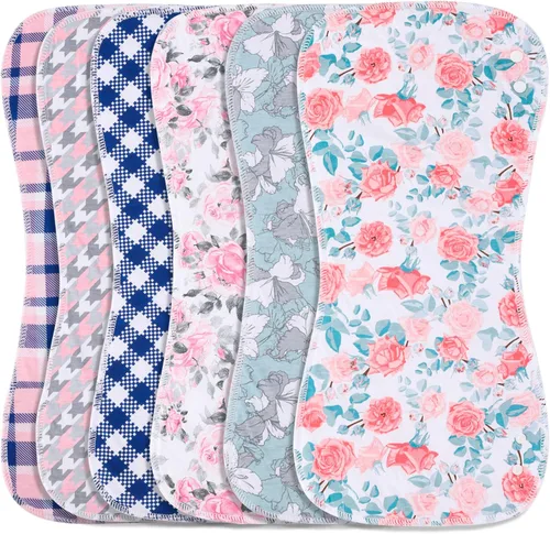 Paños para eructar y baberos para bebé de 2 en 1 - Juego de 6 unidades, grandes, súper absorbentes, paños de algodón suaves para eructar para baba,
