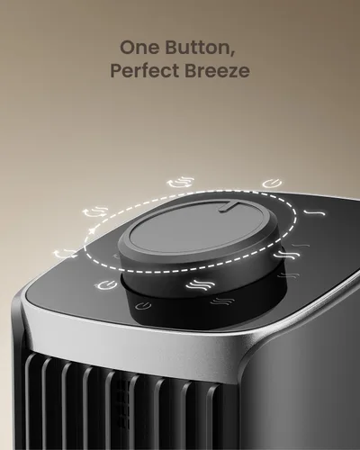 Miniatura 9 de PNTCK Ventilador para dormitorio, ventilador de torre de 13 pulgadas con 3 velocidades máximas de 23 pies/s, ventilador de escritorio oscilante
