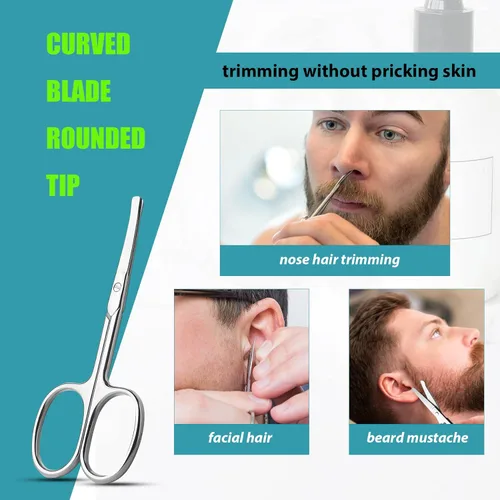 Miniatura 7 de Tijeras pequeñas de aseo facial para hombres y mujeres, para cejas, pelo de nariz, bigote, barba, pestañas, kit de recortar orejas, tijeras