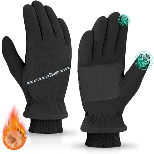ihuan Guantes de invierno impermeables a prueba de viento para hombre y mujer, guantes cálidos para clima frío, dedos con pantalla táctil,