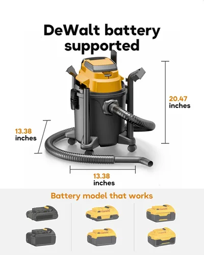 Miniatura 7 de DeForce Aspiradoras inalámbricas en seco y húmedo para batería DeWalt de 20 V máximo, aspiradora portátil de 5.2 galones, 17000 Pa con boquillas