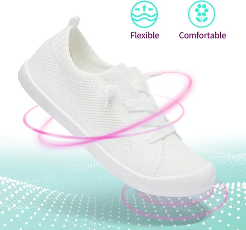 Miniatura 3 de ALTOCIS Women's Knit Slip On Sneakers Ladies Elastic LowTopFlats Lightweight Breathe Mesh Fashion Sneakers Cute Flying Woven Loafers