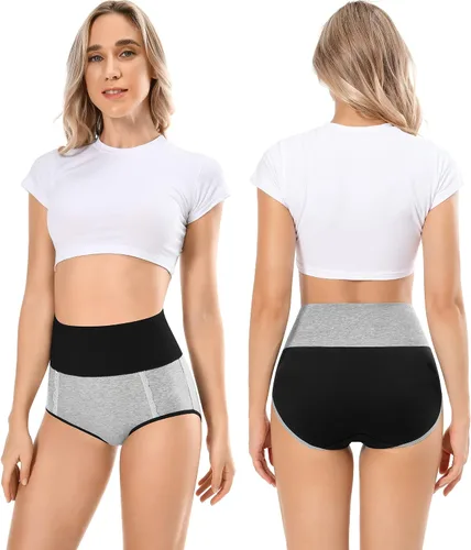 Miniatura 2 de Ropa interior de algodón de cintura alta para mujer, calzoncillos suaves, cómodos, transpirables, para mujer, paquete múltiple