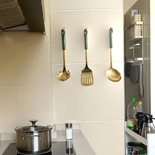 Miniatura 6 de Ganchos de pared de alambre pequeño transparente, 15 ganchos con 20 tiras adhesivas, ganchos colgantes sin daños, sin taladro, sin herramientas
