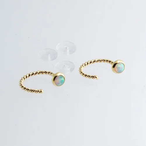 Miniatura 10 de Half Huggie Gold Hoop Earrings for Girls Women Tiny Cartilage Birthstone Stud Piercing Earring Hypoallergenic Earring Screw Back Dainty Hug Hoops
