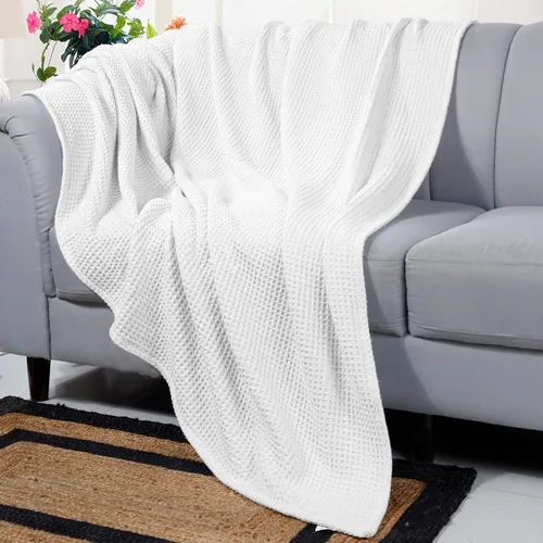 Miniatura 6 de Bed Bath & Home - Manta de 100% algodón, ligera y transpirable, buena para todas las estaciones, suave y acogedora. Blanco