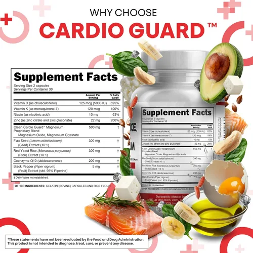 Miniatura 6 de Clean Nutraceuticals COQ10 200mg Arroz de Levadura Roja Omega 3 Complejo de Magnesio 500mg Niacina Zinc Vitamina K2 D3 - Vitaminas para el Apoyo al