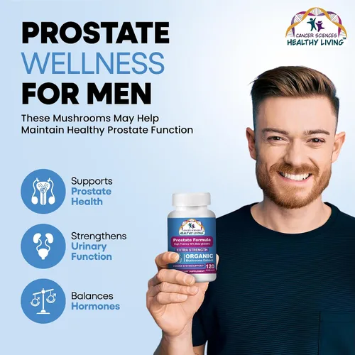 Miniatura 2 de Suplementos de bienestar prostático Cancer Sciences para hombres, extracto de hongos orgánicos certificados por USDA, extra fuerte 1,500 mg, alta