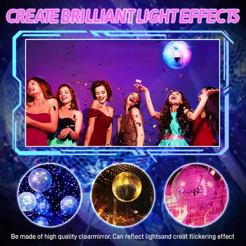 Miniatura 2 de Luz de bola de discoteca, difusor de luz de bola de discoteca de espejo de 5 pulgadas, rotación de 360°, luces de Navidad para fiestas