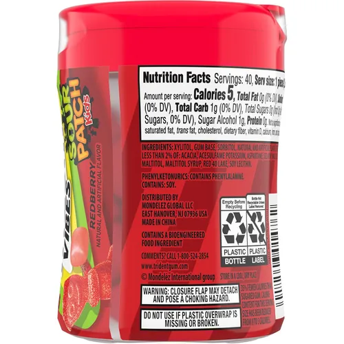 Miniatura 13 de Trident Vibes SOUR PATCH KIDS Redberry - Goma de mascar sin azúcar, botella de 40 piezas (paquete de 2)