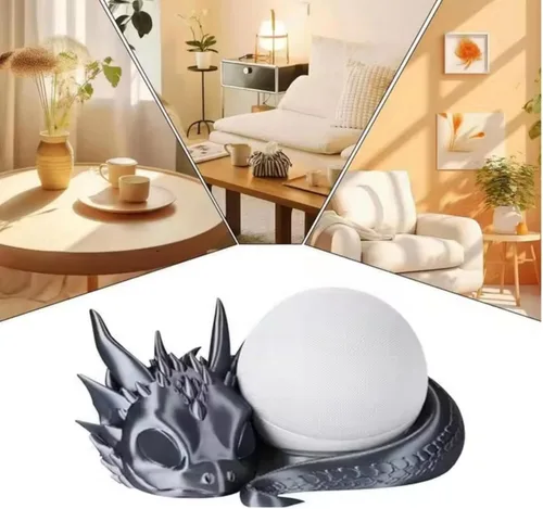 Miniatura 3 de Dragon - Soporte de altavoz para Echo Dot 4ª/5ª generación, soporte de escritorio impreso en 3D, negro (oro negro)