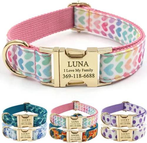 Miniatura 29 de PETDURO Collar Personalizado para Perro A cuadros Negro Blanco con Nombre y Teléfono Grabados en Hebilla de Metal Plateado para Perros Grandes