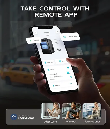 Miniatura 8 de ecozy - Máquina de hielo para pepitas, Máquina de hielo inteligente para encimera con control por APP, 20 kilos por día de hielo blando masticable