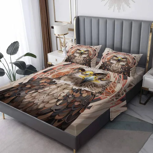 Miniatura 9 de Bald Eagle Sábanas tamaño individual – Sábanas de cama de pájaros, microfibra suave, bolsillo profundo, sábanas y fundas de almohada estampadas sin