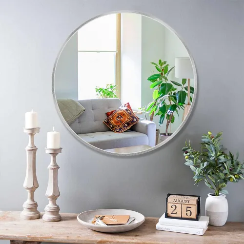Miniatura 20 de Itrue Espejo asimétrico negro de 20 x 36 pulgadas, espejo de pared irregular, espejo de baño de vidrio templado para sobre el fregadero, sala