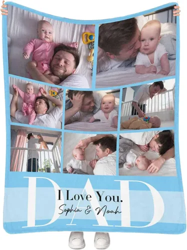 Miniatura 36 de Regalos personalizados de cumpleaños para el Día del Padre, para papá, abuelo, hombres, manta personalizada con fotos para mi papá, regalos de hija