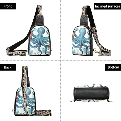 Miniatura 3 de Sling Backpack Octopus Vintage Sling Bag for Women Crossbody Shoulder Bag Leather Fanny Pack Chest Bag for Travel Hiking 202A1795