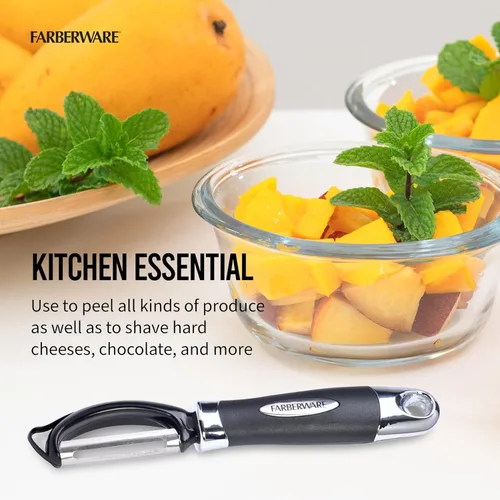 Miniatura 3 de Farberware Euro Peeler, un esencial de cocina para pelar rápida y fácilmente productos, chocolate, quesos y más. Cuenta con agujero para colgar