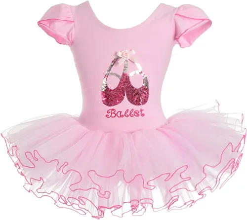 Dressy Daisy Zapato de bailarina con lentejuelas para niñas pequeñas, vestido tutú de ballet rosa, disfraz de baile elegante