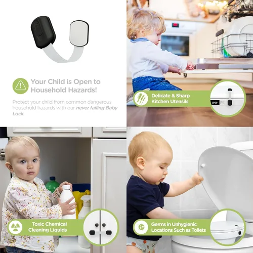 Miniatura 2 de Cerraduras de seguridad para niños a prueba de bebés (paquete de 2) de Skyla Homes - Los cierres adhesivos 3M más seguros, rápidos y fáciles