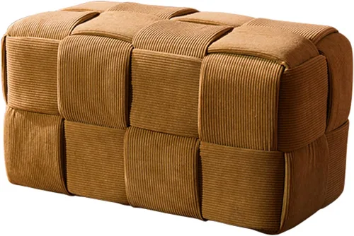 Miniatura 15 de QQXX Puf otomano tejido hecho a mano, taburete tapizado de terciopelo, moderno reposapiés cuadrado acolchado para sala de estar, dormitorio, entrada