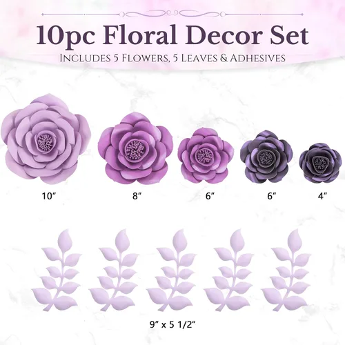 Miniatura 11 de Rainbows & Lilies 10 flores de papel grandes para decoración de pared, rosas artificiales 3D para bodas, fiestas de novia, baby shower, decoración