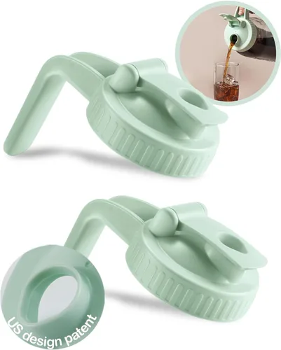 Miniatura 8 de Paquete de 2 tapas para frascos Mason de boca ancha en forma de V con asa, tapa con pico vertedor para frasco Mason con tapa abatible extendida, Rosa