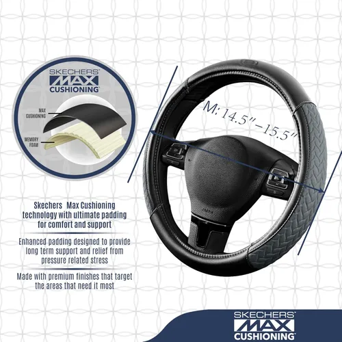 Miniatura 4 de Skechers - Funda para volante de cuero con amortiguación máxima, funda universal de 14" 1/2-15" para proteger el volante del automóvil para hombres