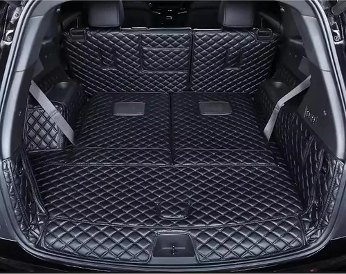 Miniatura 9 de Tapete de suelo personalizado para maletero de mascotas y perros, para Cadillac XT6, 8 piezas en total (6 asientos, negro)