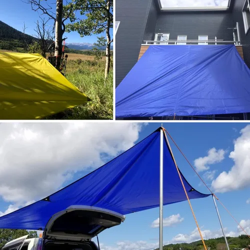 Miniatura 8 de TRIWONDER Hamaca para lluvia, mosca, lona impermeable, tienda de campaña, huella, tela de suelo, para mochileros, refugio de campamento, para 02