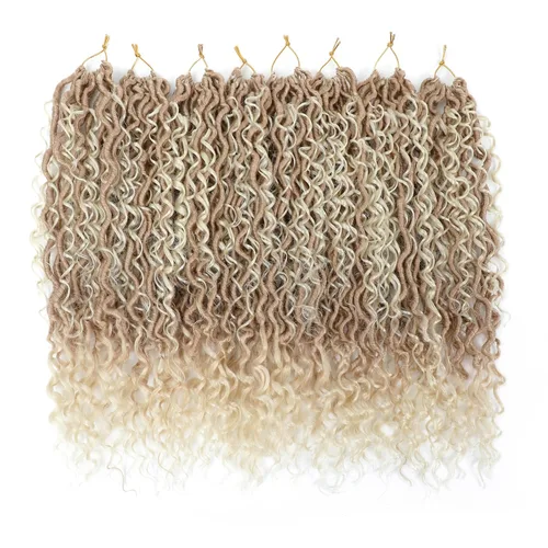 Miniatura 17 de 6 paquetes de cabello sintético rizado de Locs Crochet de 22 pulgadas, cabello de ganchillo estilo diosa, trenzas hippie sintéticas, extensiones