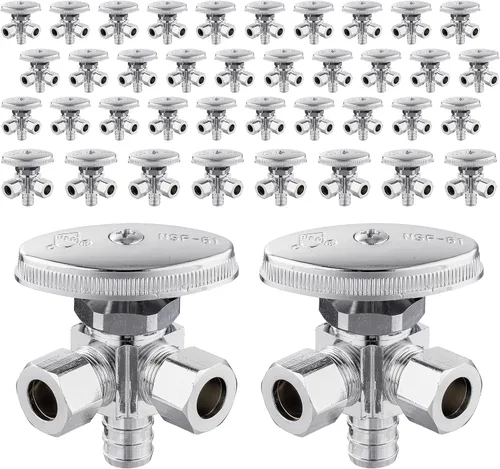 Miniatura 14 de EFIELD Válvula de parada angular de doble salida multigiro, entrada de tubo PEX-A de expansión de 1/2" F1960 x salida de compresión