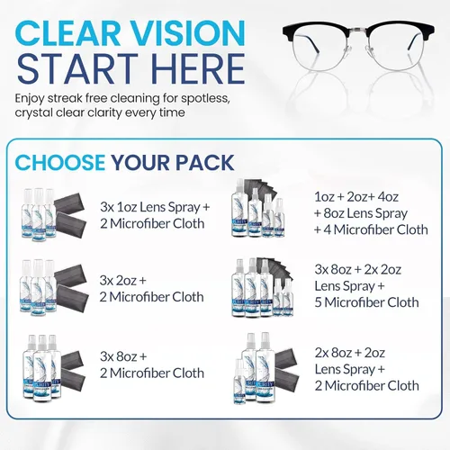 Miniatura 9 de Purity - Kit de limpiador de lentes de anteojos - 2 x 8 onzas y 1 x 2 onzas botella de spray limpiador de lentes + 2 paños de limpieza de microfibra