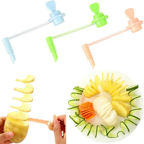 Paquete de 3 rebanadoras de papas trenzadas, portátil, manual, en espiral, cortador de papas en espiral, espiralizador para papas fritas torcidas,