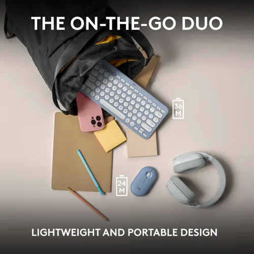 Miniatura 9 de Logitech Pebble 2 Combo para Mac, Teclado y Mouse Inalámbricos, Delgado, Silencioso y Portátil, Personalizable, Mouse y Teclado Bluetooth, Azul tonal