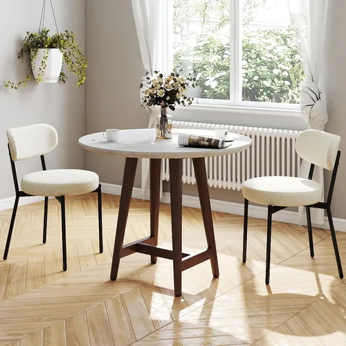 Miniatura 16 de KROFEM Juego de 2 sillas de comedor, sillas modernas de ratán para la cocina, diseño moderno de mediados de siglo, estructura de cromo pulido, Negro