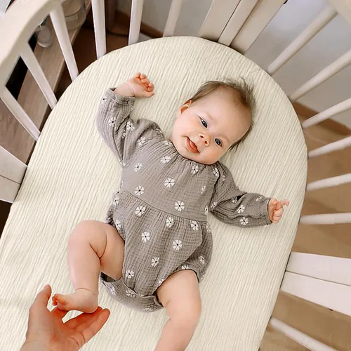 Miniatura 67 de lulumoon Sábanas de muselina para moisés para bebé: sábanas ajustables suaves para moisés de cabecera para niños y niñas Oliva y Crema