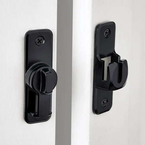 Miniatura 6 de INIRET Cerradura de pestillo giratorio de seguridad mejorada negra - Pestillo de puerta deslizante y oscilante de 90/180 grados de servicio pesado