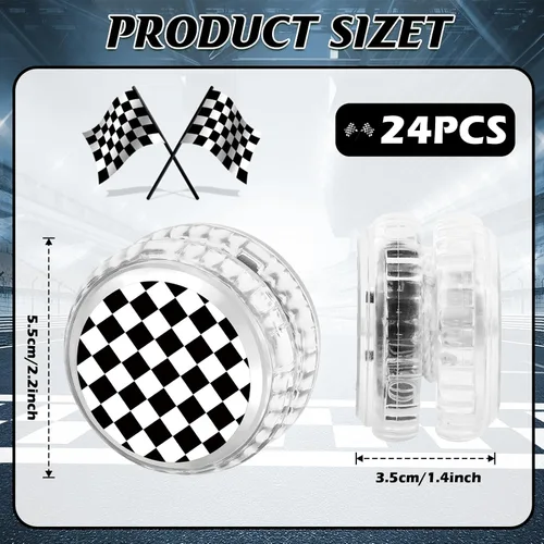 Miniatura 2 de 24 Pack de bolas de yoyó con luces LED temáticas de autos de carreras para fiestas, regalos de regreso a clases, juguetes de yoyó con luces LED al