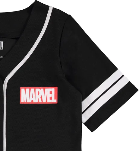 Miniatura 4 de Marvel Camiseta de béisbol para mujer, diseño de Spiderman, Ironman, Capitán América y Hulk, malla con botones