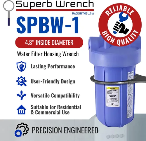 Miniatura 2 de Superb Wrench SPBW-1 Llave de carcasa de filtro de agua de metal resistente (4.8 pulgadas de diámetro interior)