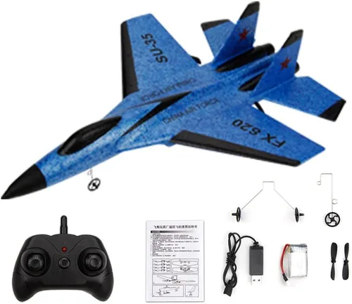 Miniatura 3 de Feamos Fmingdou Avión Rc, avión RC realista SU-35 Fighter EPP Avión de espuma para niños Fácil vuelo antichoque Control remoto avión para niños 13.0