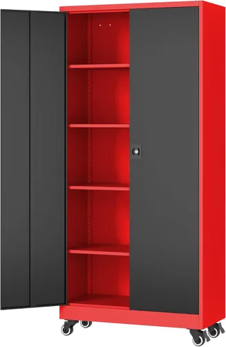 Miniatura 12 de Fesbos Armario de almacenamiento de metal, archivadores de acero de 36 pulgadas de alto con puertas con cerradura y estantes ajustables, gabinete