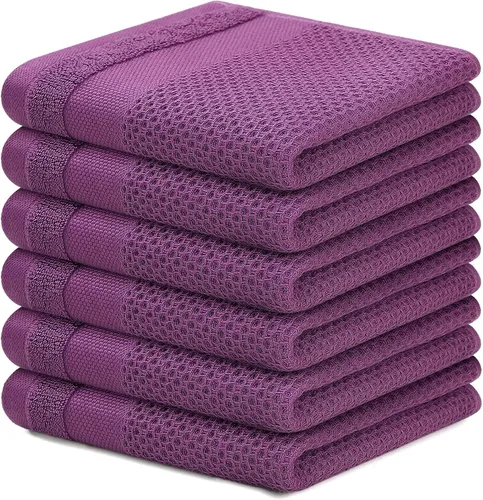 Miniatura 8 de Homaxy Paños de cocina 100% algodón, paquete de 8 – 12 x 12 pulgadas, tejido de gofre, muy suaves y absorbentes, paños de cocina de secado rápido