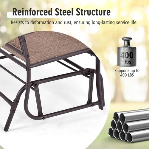Miniatura 7 de Redeo Wenst'sKufAN - Silla mecedora para patio, banco de columpio para exteriores con marco de acero estable, banco mecedora para 2 personas, ideal