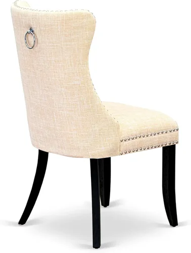 Miniatura 9 de East West Furniture DLDA5-BLK-32 - Juego de mesa de comedor de 5 piezas contiene una mesa de cocina redonda con gotas y 4 sillas tapizadas de tela