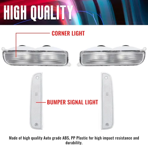 Miniatura 2 de ECOTRIC Luces de esquina + luces de señal compatibles con Jeep Cherokee XJ 1997-2001 solo luces de esquina transparentes y luces de señal