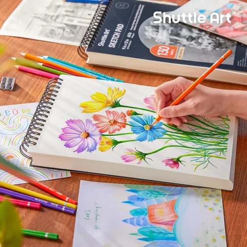 Miniatura 6 de Shuttle Art Bloc de dibujo de 9 x 12 pulgadas, 260 hojas (68 libras/3.53 oz/m²), paquete de 2, 130 hojas cada una, cuaderno de bocetos encuadernado