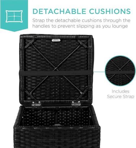 Miniatura 5 de Best Choice Products - Juego de 2 otomanos de mimbre, muebles multiusos para exteriores para patio, patio trasero, asientos adicionales, reposapiés