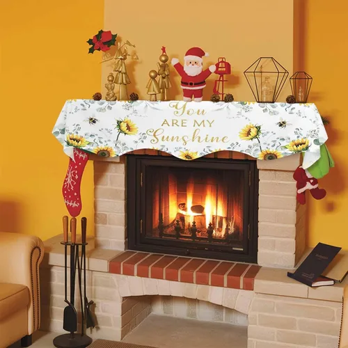 Miniatura 8 de Funda para bufanda de chimenea de eucalipto, girasol, mantel superior, bufanda para Navidad, Halloween, Acción de Gracias, otoño, decoración